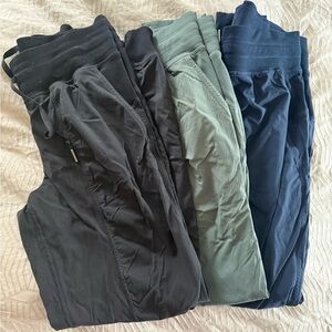 Bundle of 3 Lululemon dance studio joggers black, navy, green, size 6
